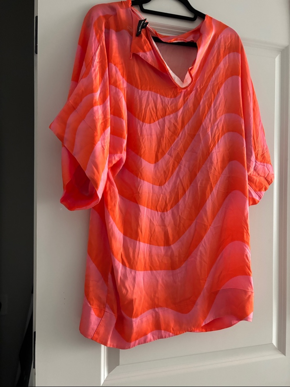 Just Cavalli Coral and Pink Wave-Print Blouse